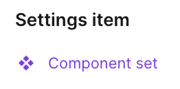 Figma user interface showing the diamond icon next to "Component set"