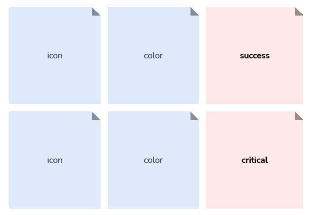 Two examples:
one showing "success" as the 'Variant' part of the "icon-color-success" token. \
another showing "critical" as the 'Variant' part of the "icon-color-critical" token. \
